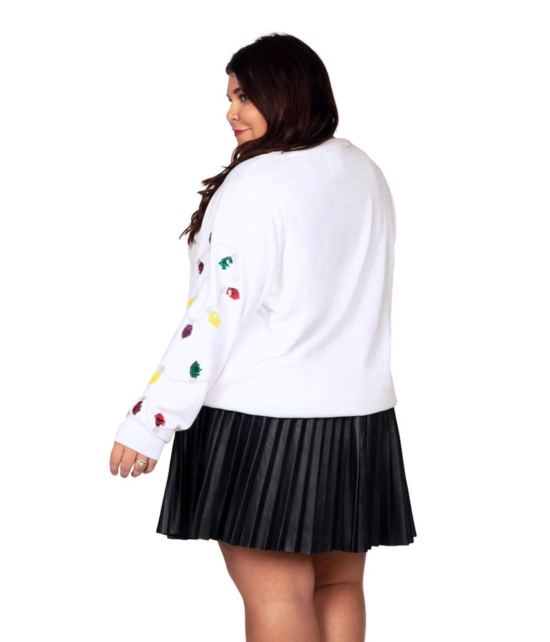 تيبسي إيلف سترة نسائية لطيفة من Tipsy Elves متشابكة بيضاء قبيحة لعيد الميلاد لحفلات العطلات، مقاس XX كبير - Image 5